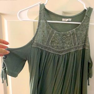 Olive green cold shoulder top